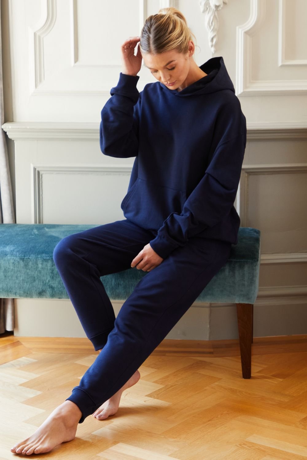 British Boxers British Boxers Women's "French Navy" Cotton Oversized Hoodie in Navy - 2