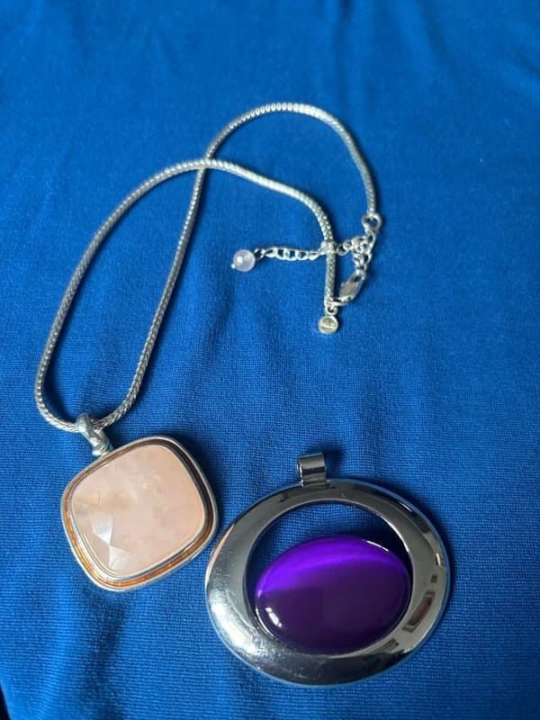 Marks & Spencer Elegant Silver-Framed Necklaces with Pink and xtra Purple Stone pendant
