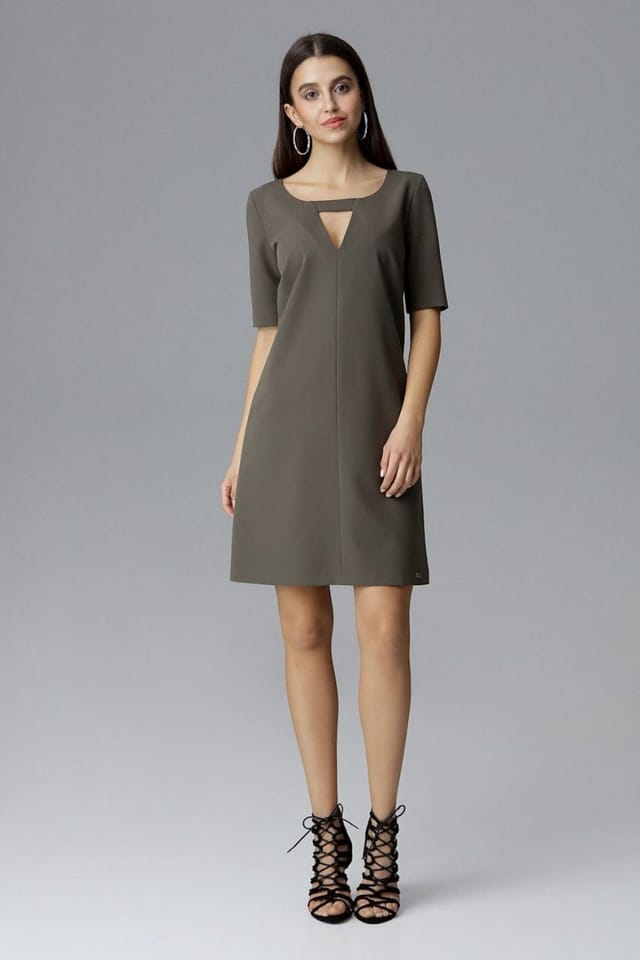 Love Lace Love Lace Women's Delicate Sleeve Short Casual Dress in Khaki - 3