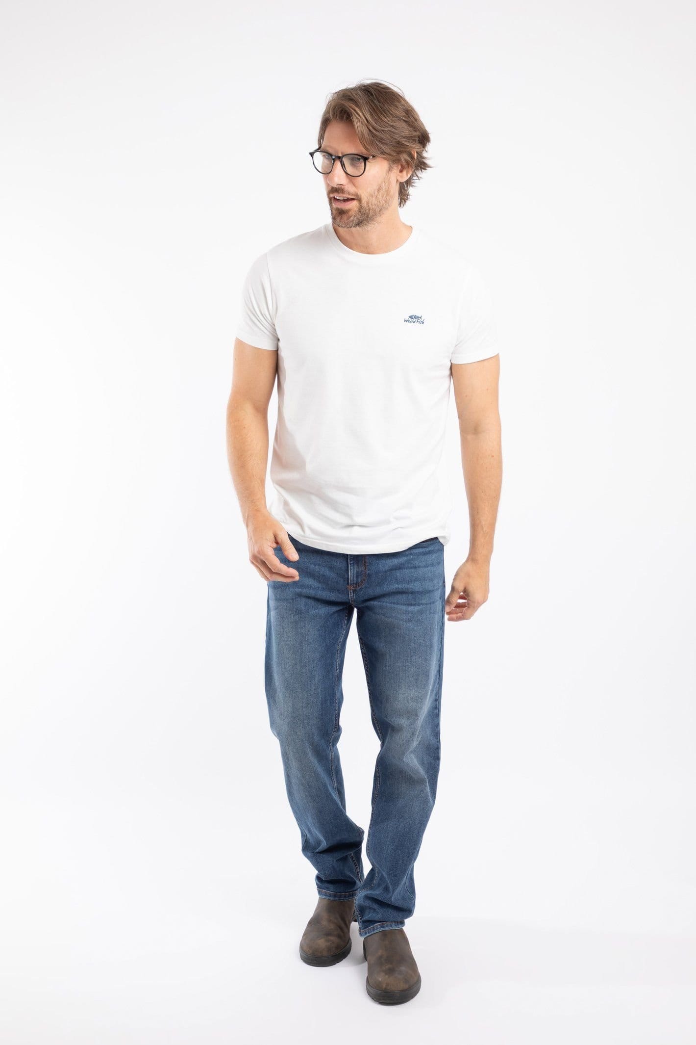 Weird Fish Weird Fish Men's Fished Branded T-Shirt in Off-White - 4