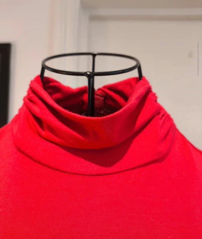 Monsoon Attractive Vibrant Red Turtle Neck Top with Ruching Detailing Size 10