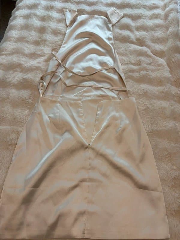 Bershka Beige silk backless dress