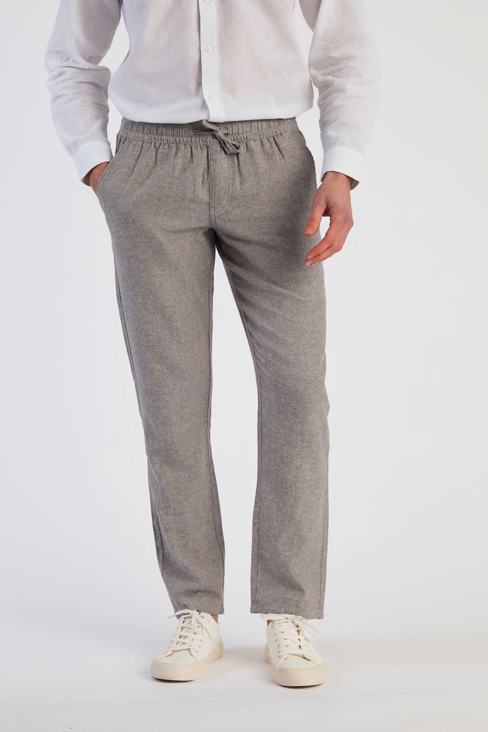 Tokyo Laundry Tokyo Laundry Men's Linen Blend Straight Leg Trousers in Grey