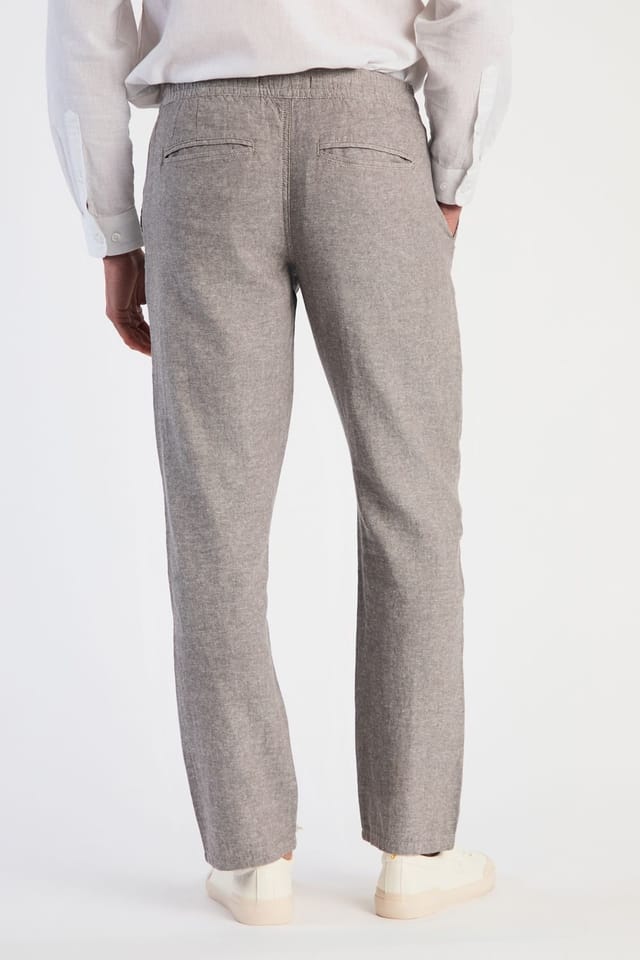 Tokyo Laundry Tokyo Laundry Men's Linen Blend Straight Leg Trousers in Grey - 2