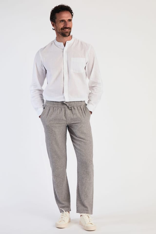 Tokyo Laundry Tokyo Laundry Men's Linen Blend Straight Leg Trousers in Grey - 3