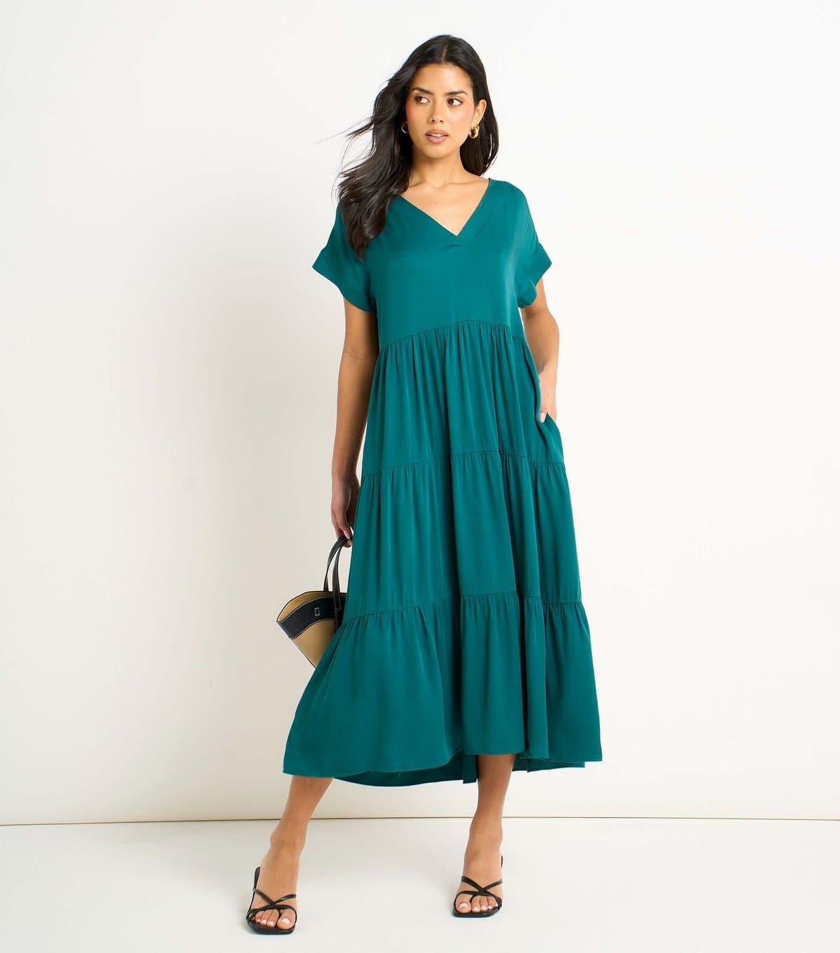 Gini London Women's Teal Smock Midi Dress Gini London New Look