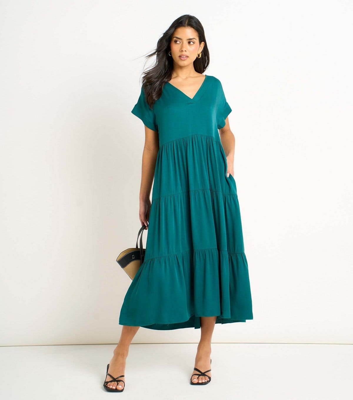 Gini London Women's Teal Smock Midi Dress Gini London New Look - 4
