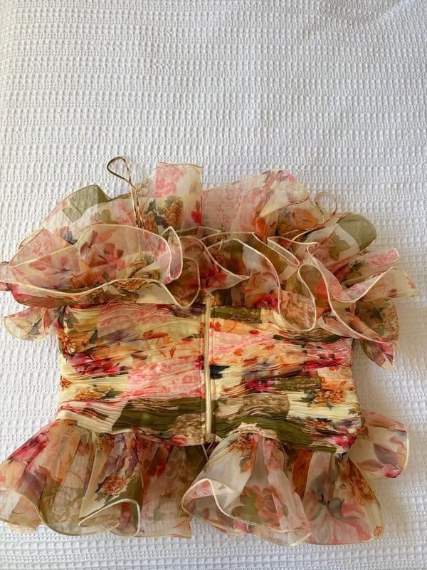 ASOS ASOS Luxe organza top with ruffle details in patchwork floral print - 1
