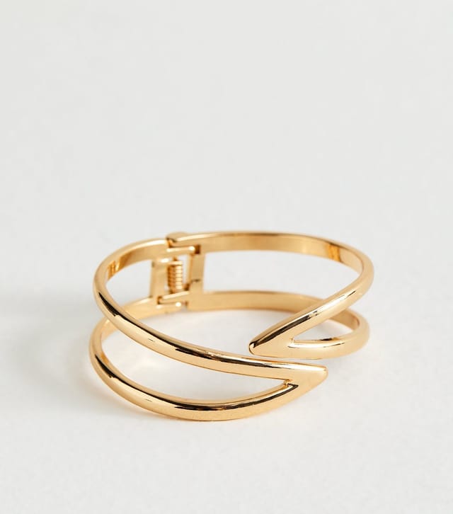 New Look Gold Tone Wrap Around Hinged Cuff Bracelet New Look - 3