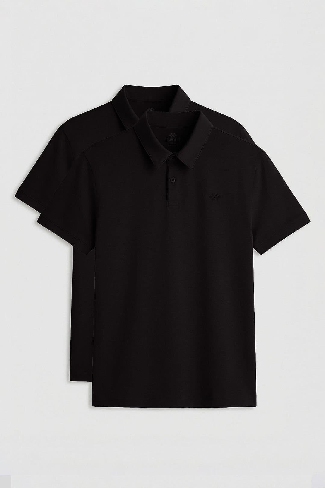 Tommy Life Tommy Life Men's Cotton-Blend Polo T-Shirt in Black