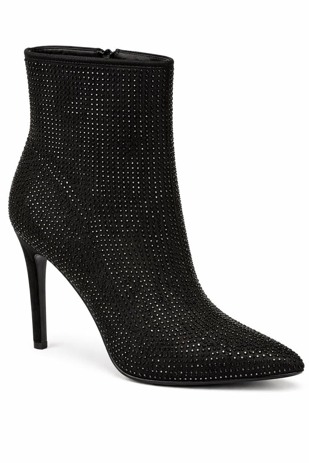 Spot On Spot On Black Sparkle Ankle Boots with Stiletto Heel