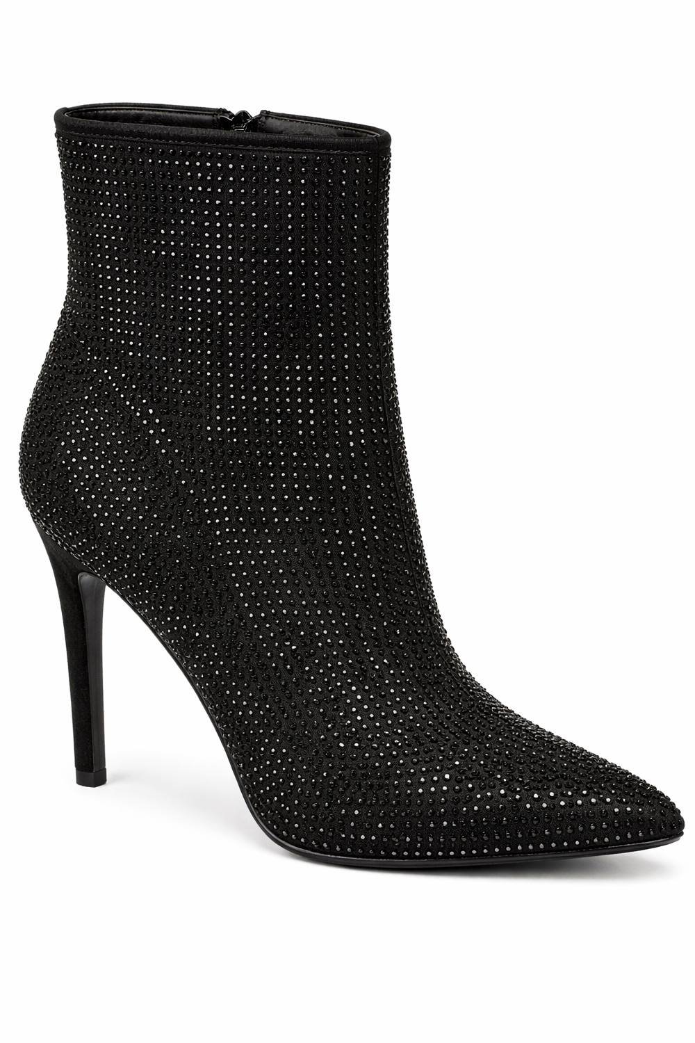 Spot On Spot On Women's Pointed Toe Stiletto Heel Ankle Boots with Sparkle Detailing in Black - 4