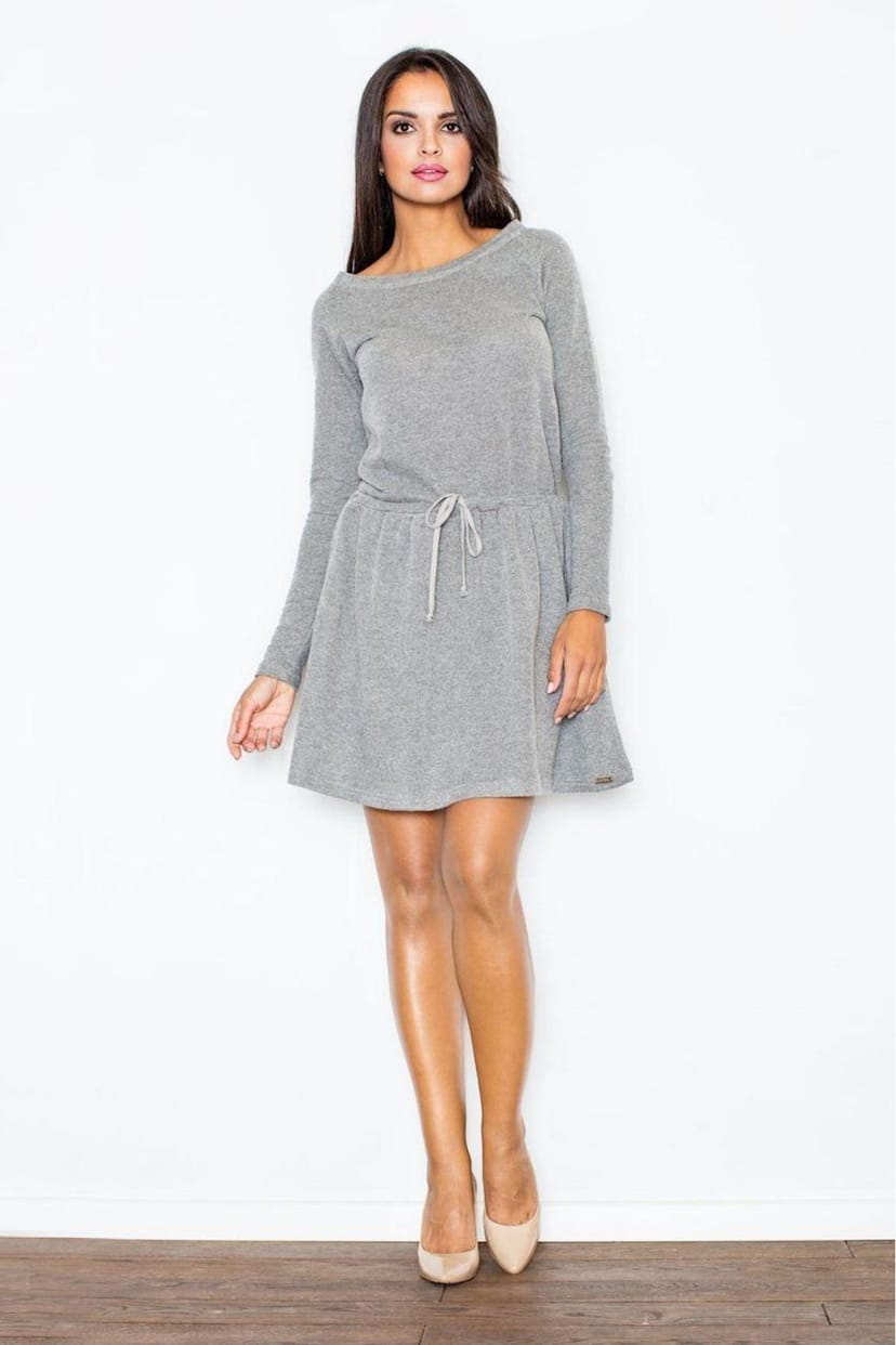 Love Lace Love Lace Women's Airy Cotton Tie Waist Long Sleeve Dress Style 44260 in Grey - 1