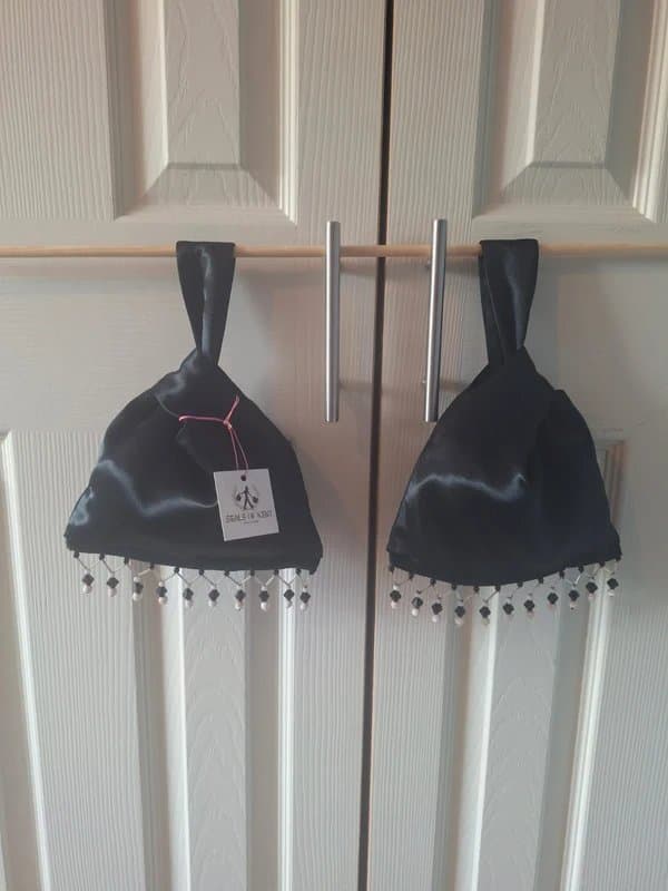 Seals of Kent Japanese Knot bag with Black and white bead detailing