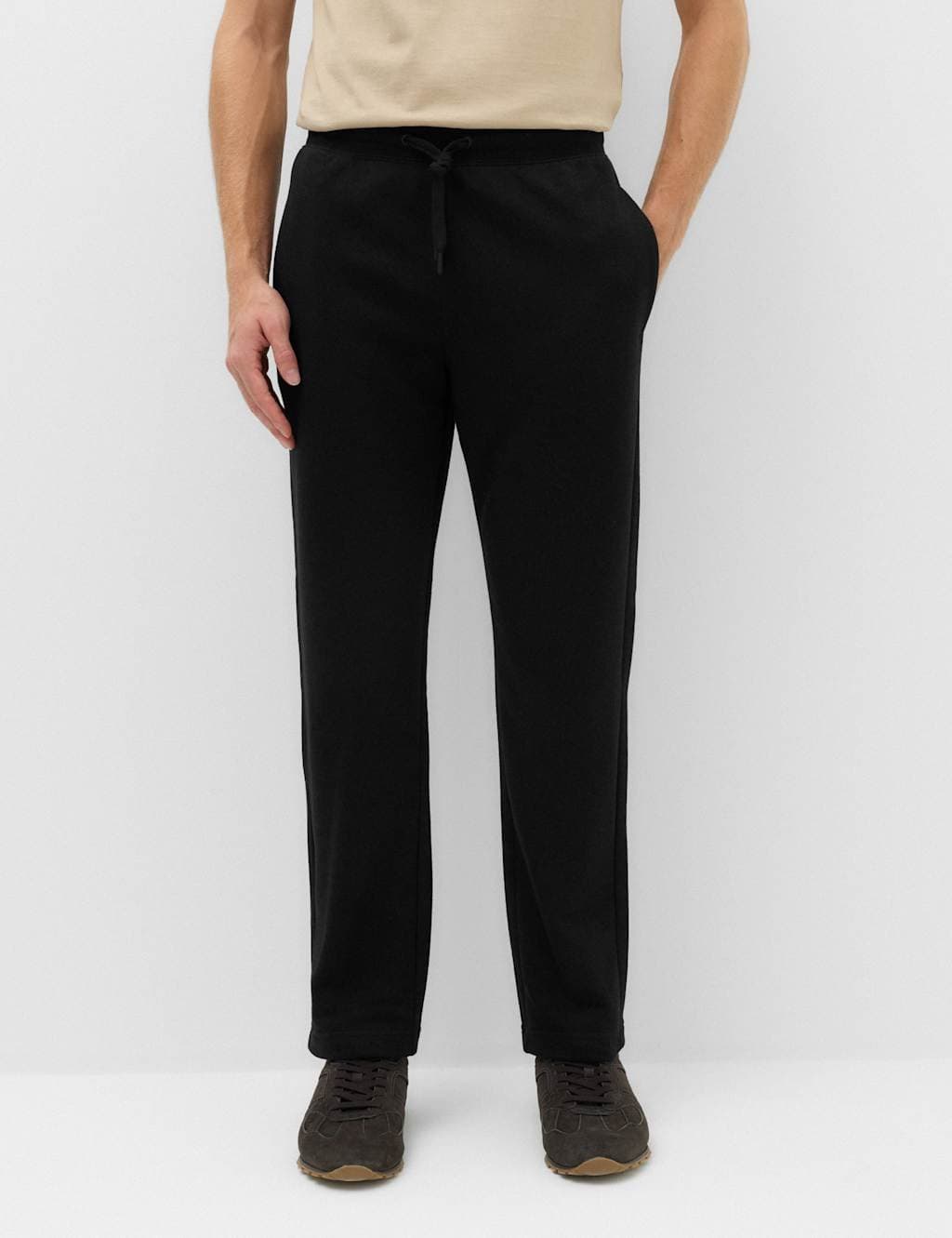 Marks & Spencer M&S Cotton Rich Straight Leg Joggers Black