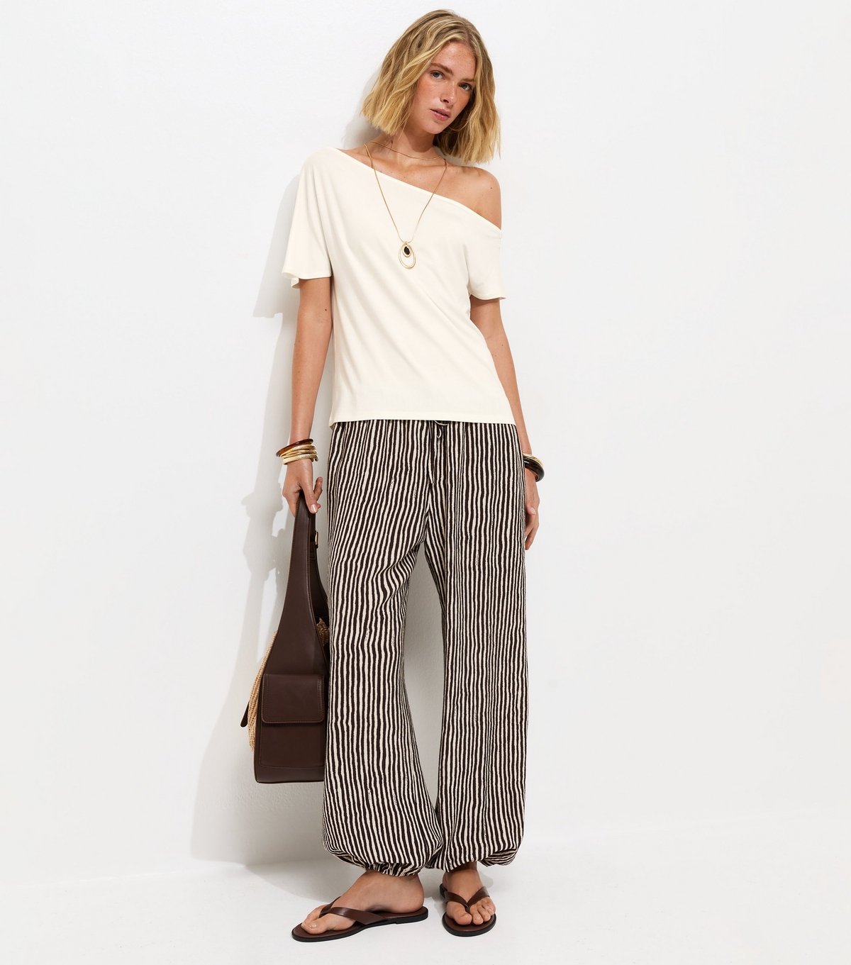 New Look Women's Cream Jersey Off The Shoulder Top New Look - 2