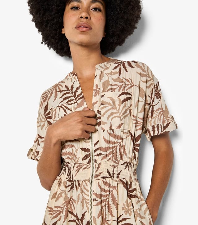 Apricot Women's Stone Palm Print Zip Front Dress Apricot New Look - 2
