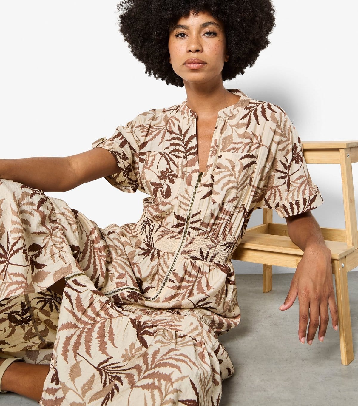 Apricot Women's Stone Palm Print Zip Front Dress Apricot New Look - 4