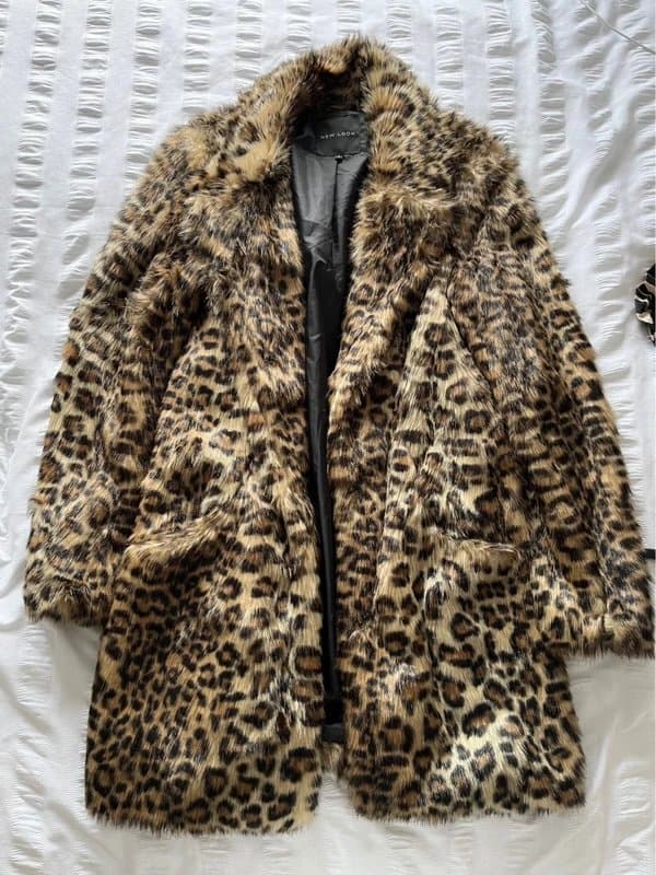 New Look Leopard faux fur coat