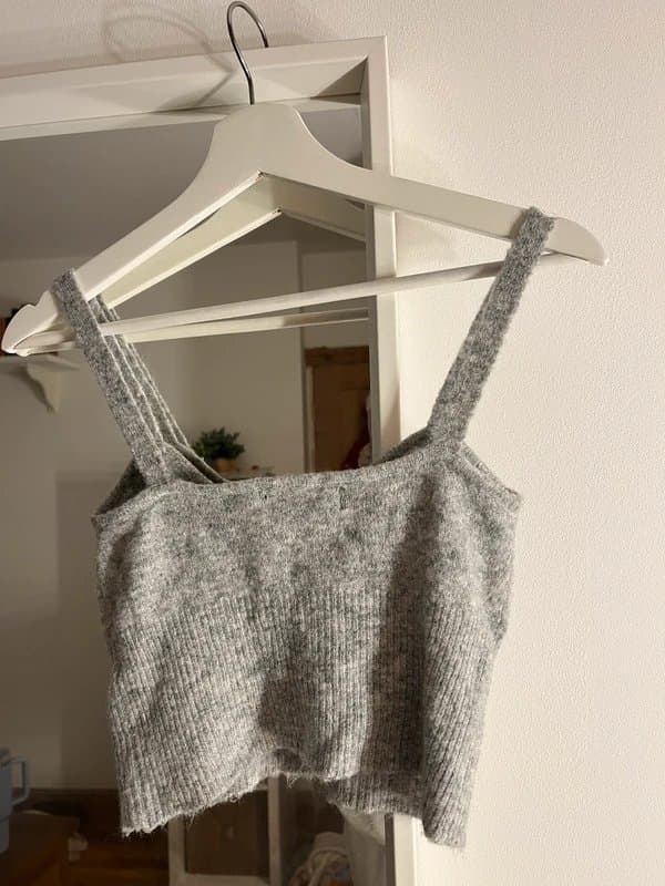 Bershka Bershka Knitted Grey Crop Top (8)