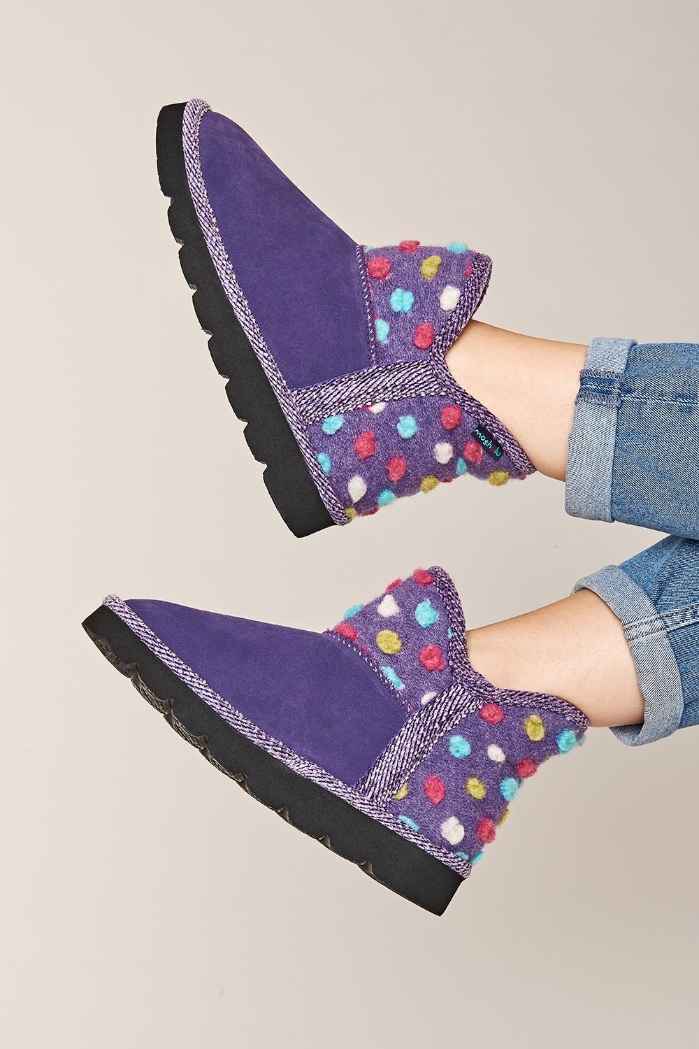 Moshulu Moshulu Women's 'Fireside 2' Spotty Bootie Slippers in Violet - 3
