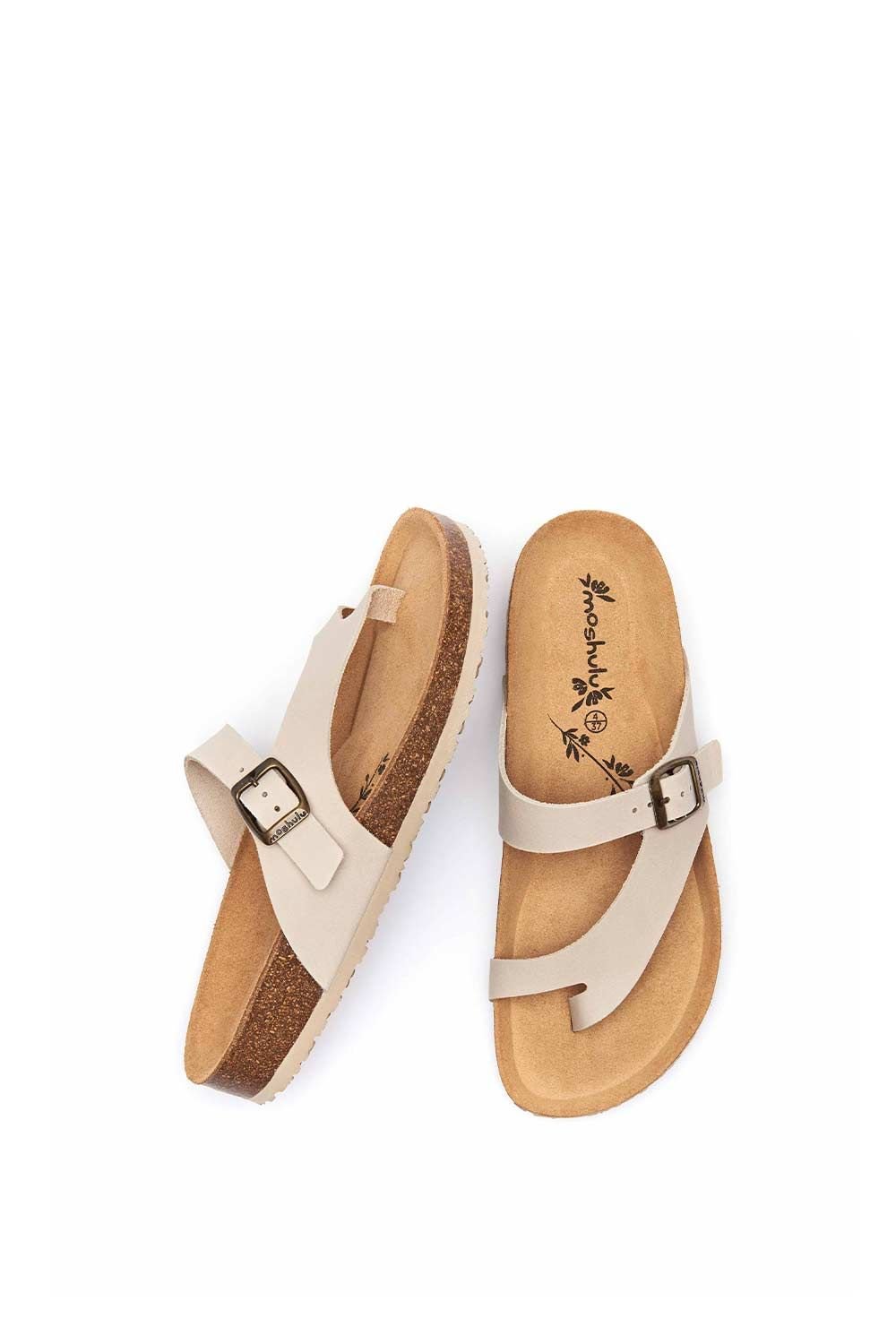 Moshulu Moshulu Women's 'Wilma Waxy' Toe-Post Cork Footbed Sandals in Light Sand - 2