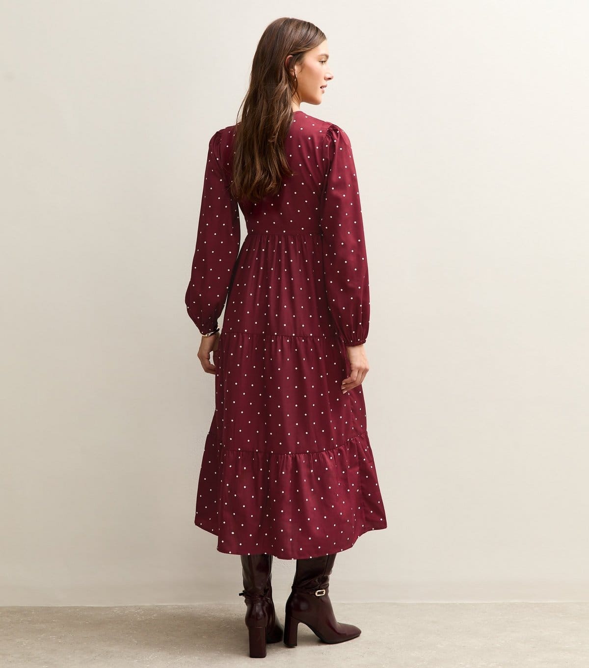 New Look Women's Red Crepe Polka Dot Wrap Midi Dress New Look - 4