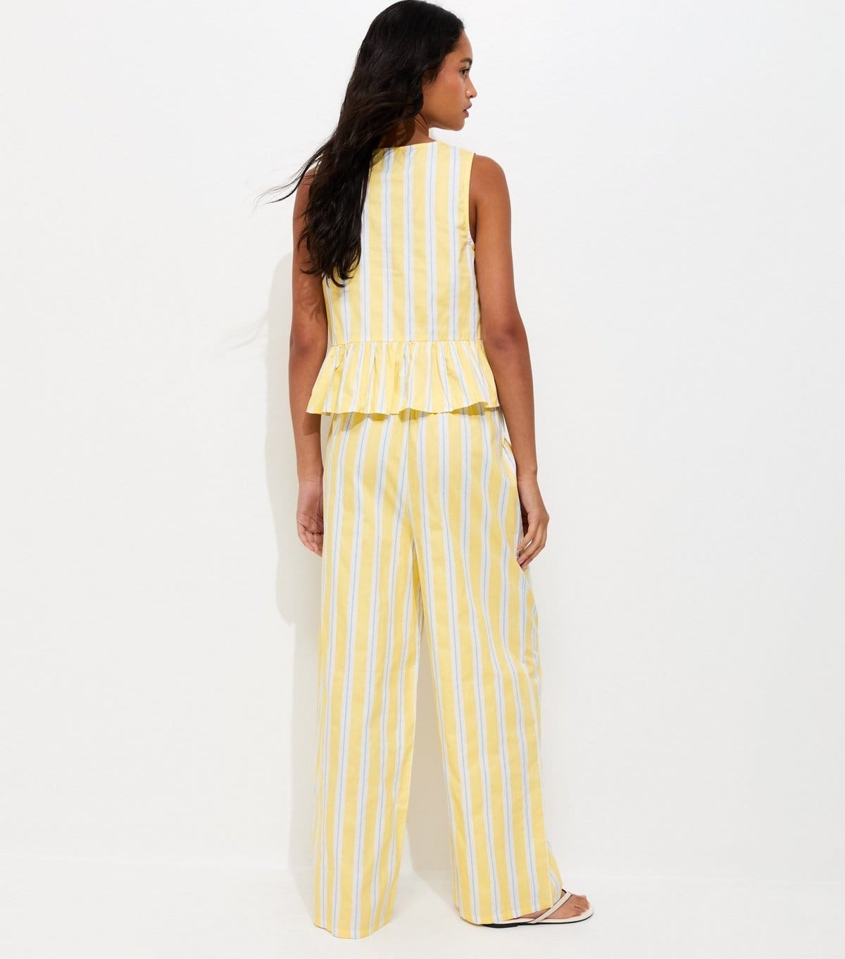 New Look Women's Yellow Striped Poplin Wide Leg Trousers New Look - 4
