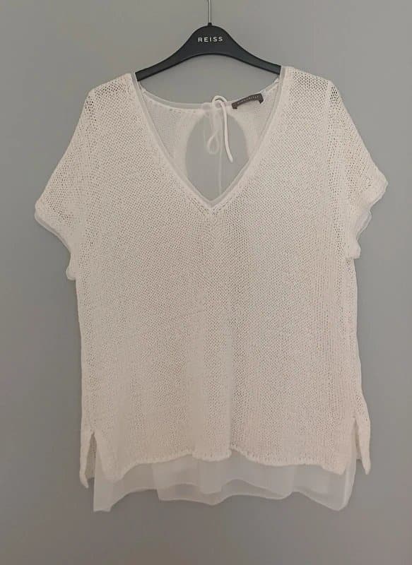 Mint Velvet Mint Velvet Cream Cotton Blend Top - size XL/18