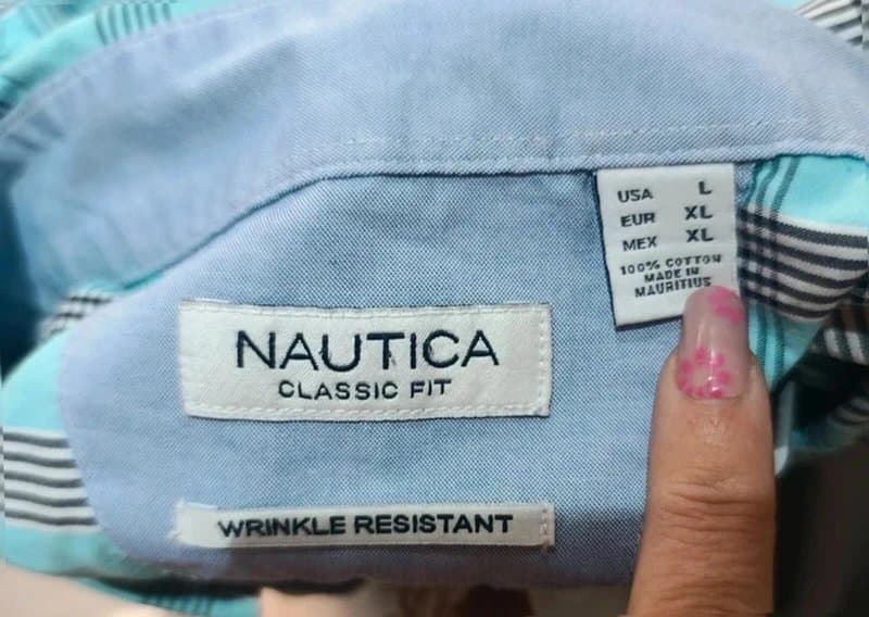 Nautica Nautica Classic Fit Aqua Plaid Shirt L Y2K preppy Oversized