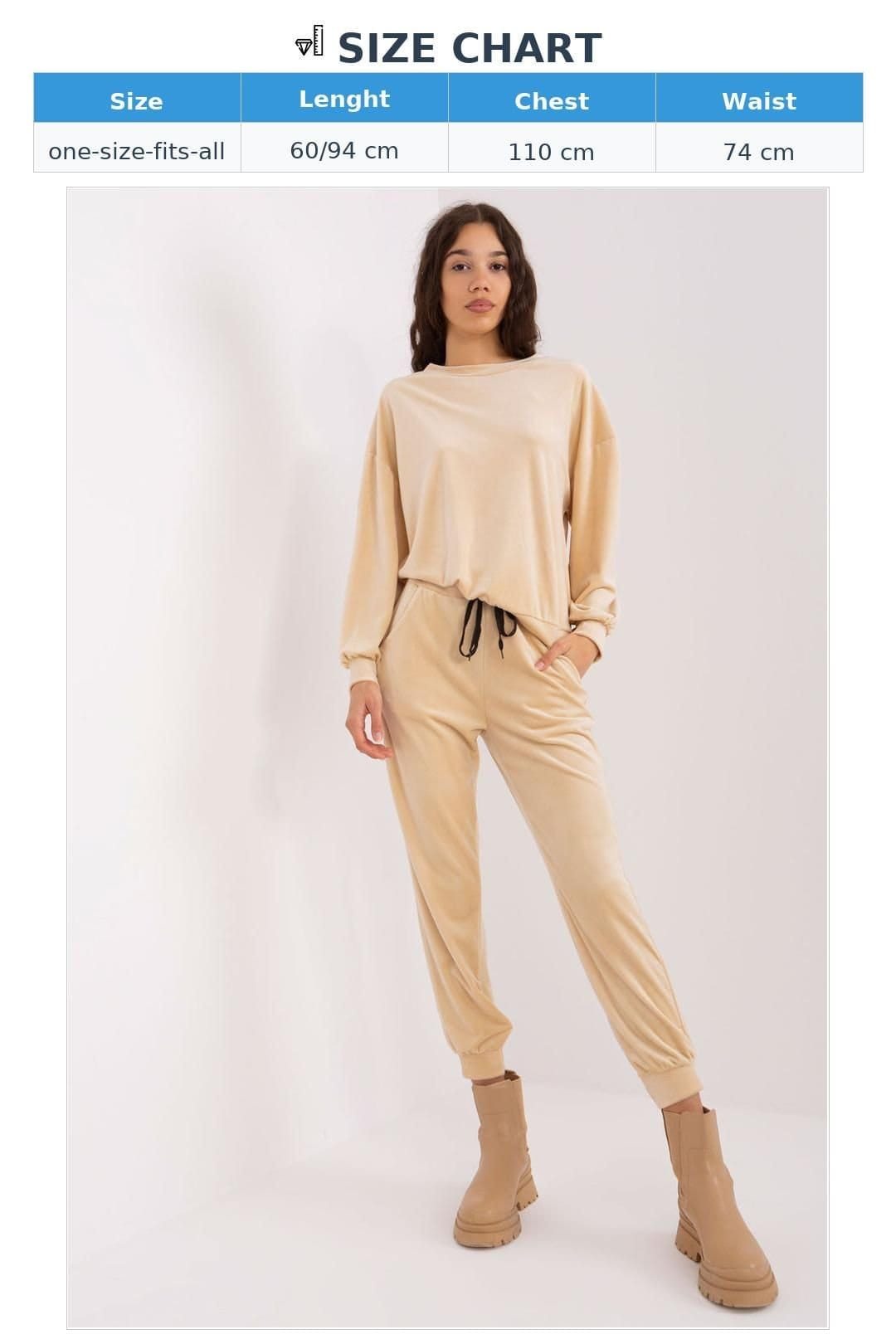 Love Lace Love Lace Women's Velour Knit Sweatshirt Set With Patch Pants in Beige - 4
