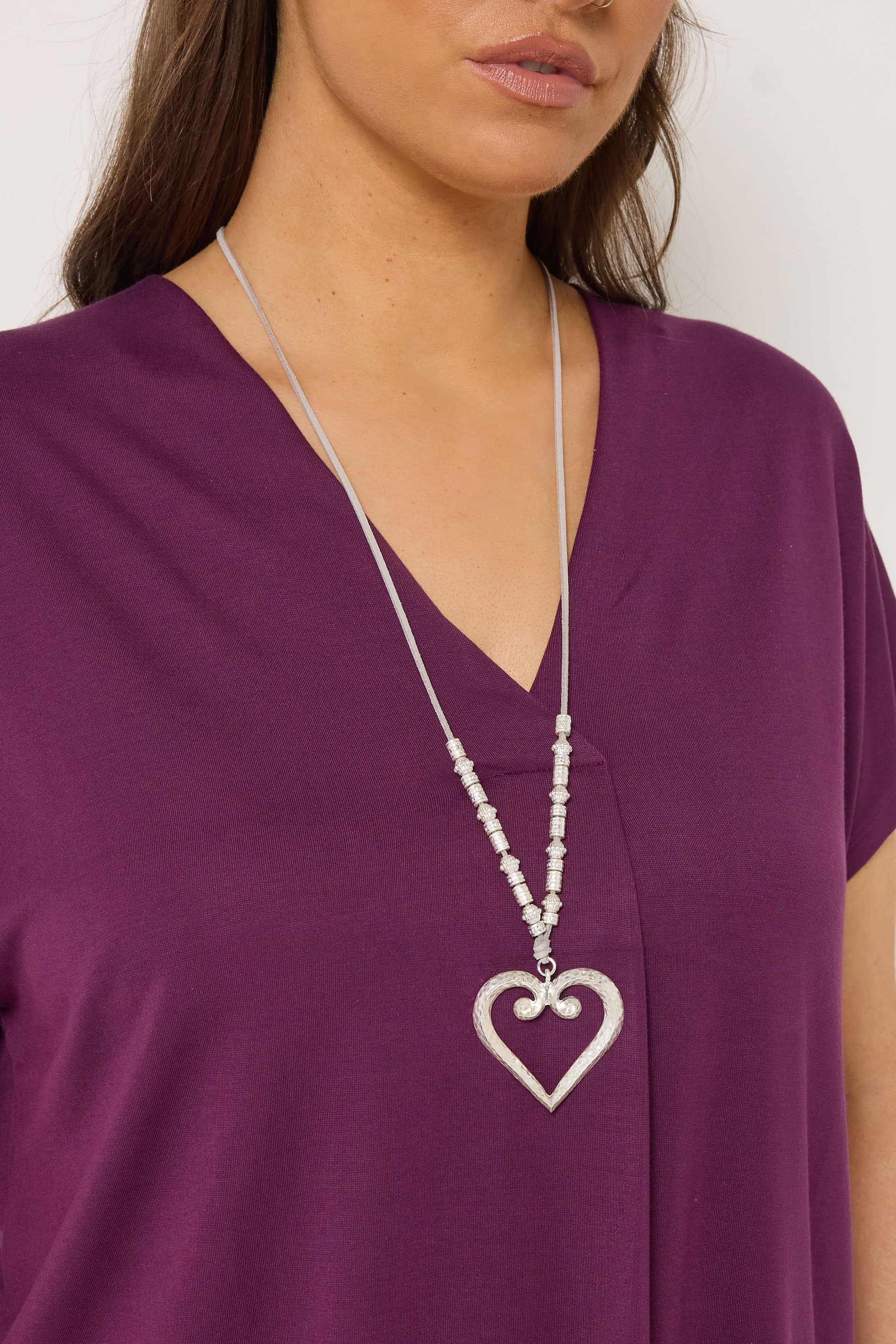 Yours Silver Tone Tone Pendant Heart Long Layered Necklace
