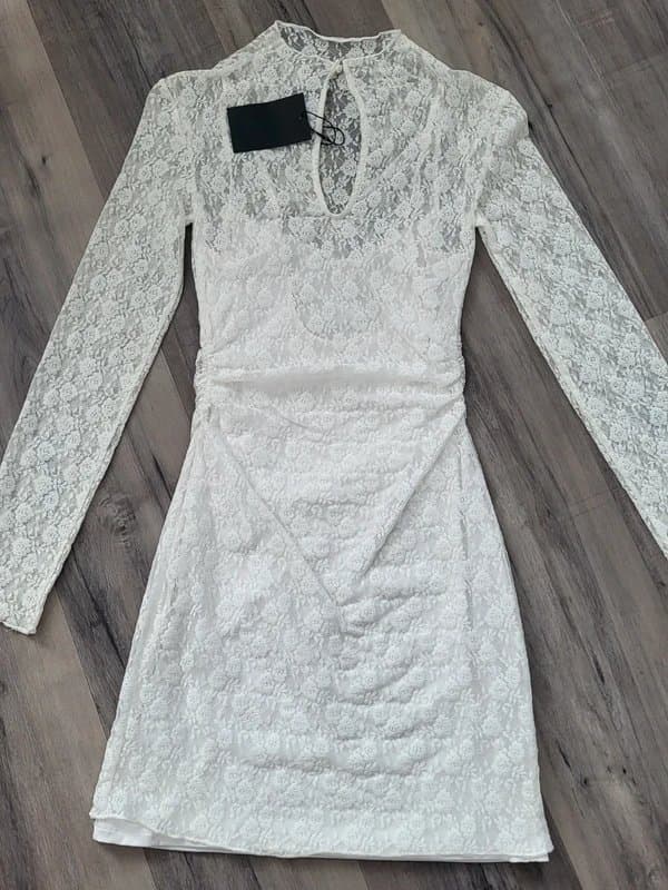 Bershka Bershka White Floral Lace Mini Dress - Size S