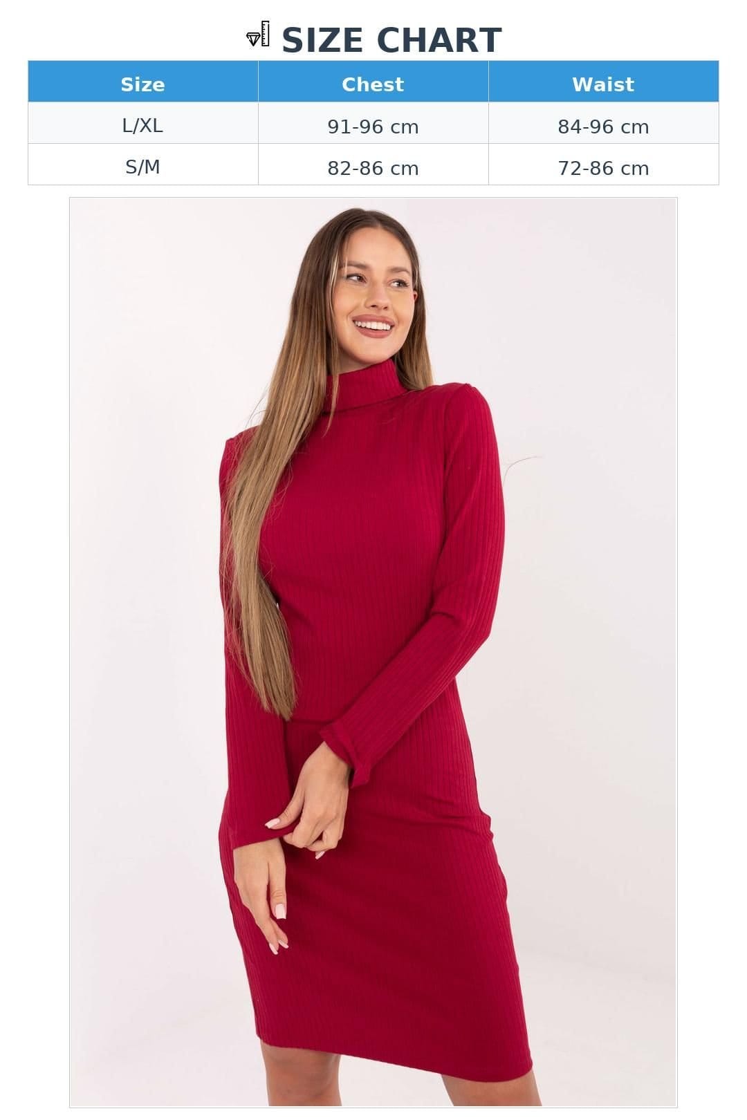 Love Lace Love Lace Women's Everyday Ribbed Turtleneck Pencil Dress in Red - 4