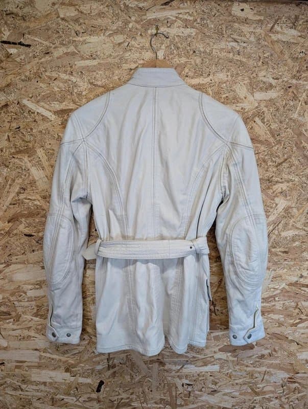 Belstaff Belstaff Leather Jacket Womens Size 10 Belted Made In Italy Trench Coat White