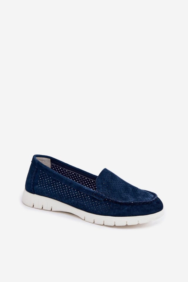 Love Lace Love Lace Women's Vinceza Suede Perforated Moccasins with Cushioned Insole in Blue - 2