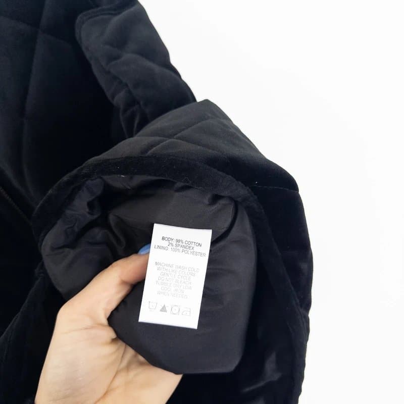 Foxcroft Foxcroft NYC Velvet Quilted Gilet Bodywarmer Size L Black Sleeveless Vest Jacket