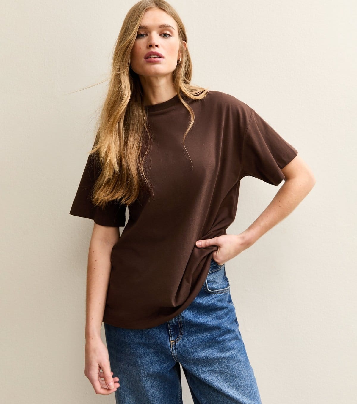 New Look Dark Brown Oversized Cotton T-Shirt