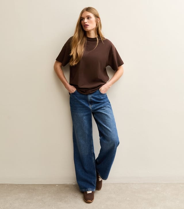 New Look Women's Dark Brown Cotton Oversized T-Shirt New Look - 3
