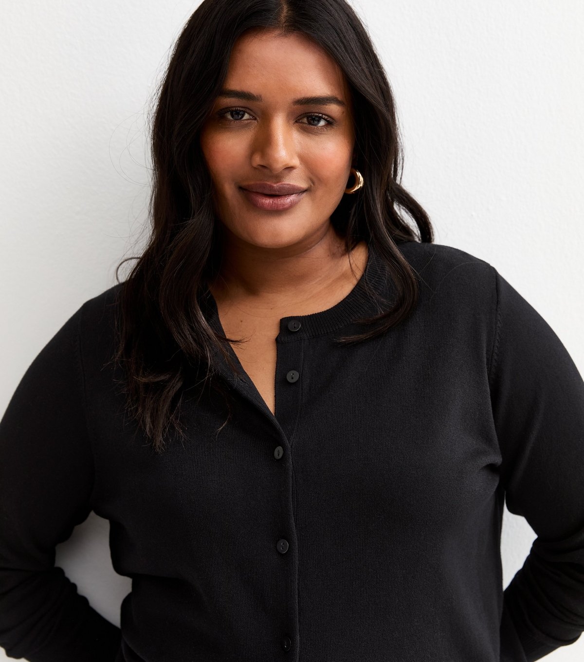 New Look Women's Plus Size Black Lightweight Crew Neck Cardigan Curves New Look - 2