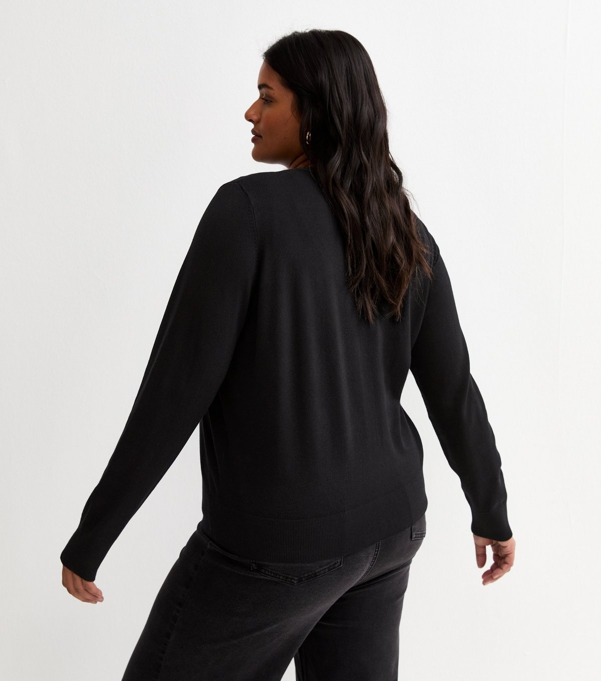 New Look Women's Plus Size Black Lightweight Crew Neck Cardigan Curves New Look - 4