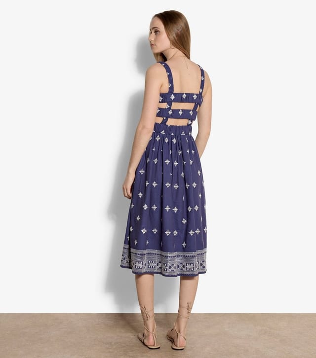 Apricot Women's Blue Embroidered Ruched Strap Midi Dress Apricot New Look - 3