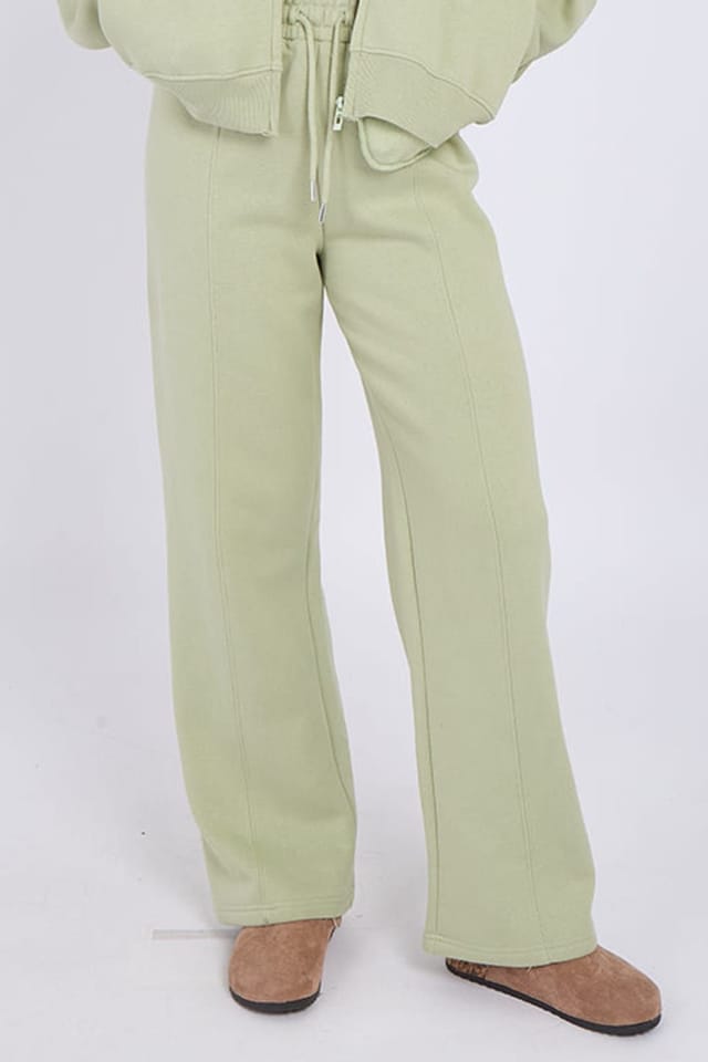 STYLEWISE STYLEWISE Women's Fleece Zipper - Oversized Bomber Style - Co-ord Set in Pale Green - 3