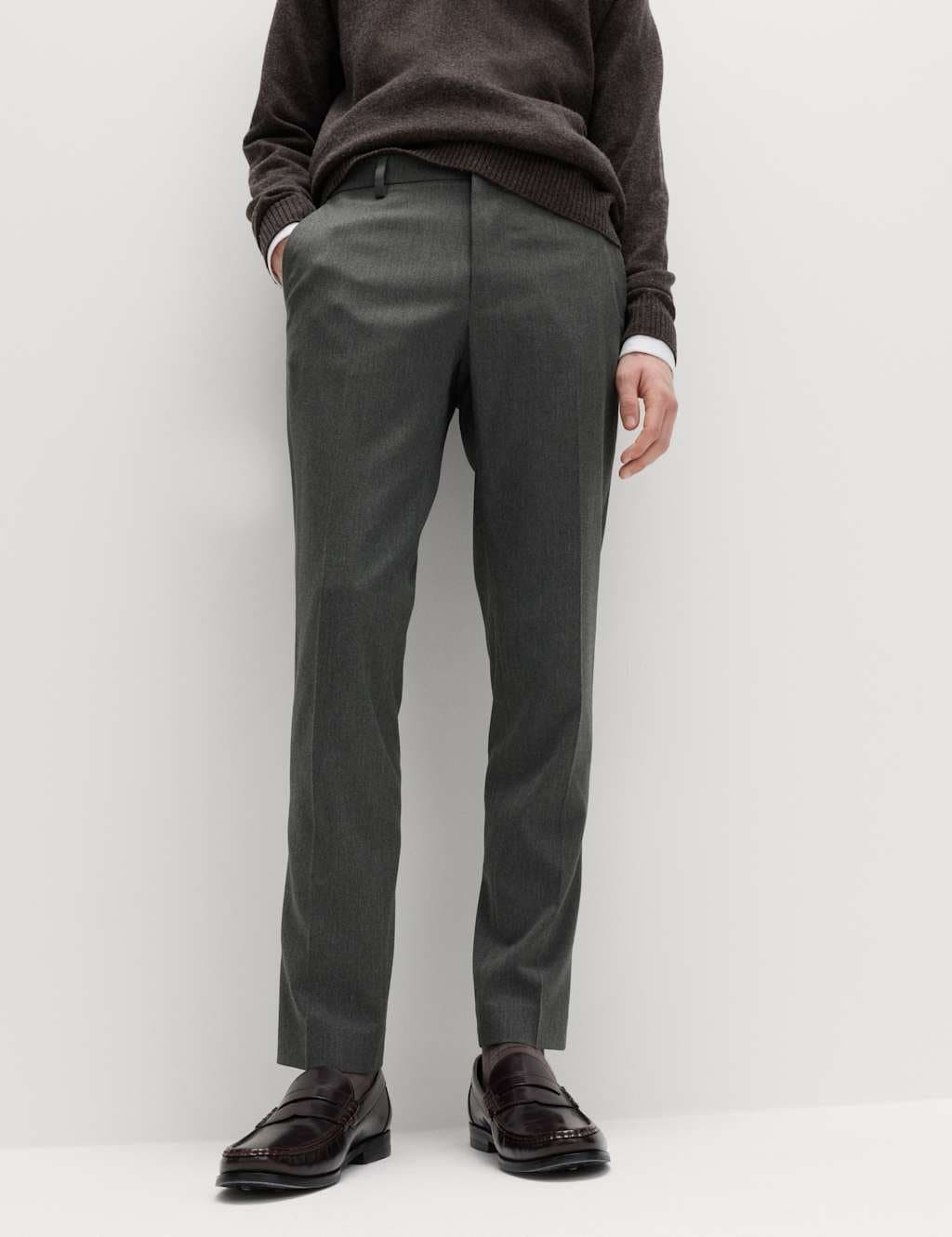 Marks & Spencer M&S 2 Pack Slim Fit Stretch Smart Trousers Charcoal