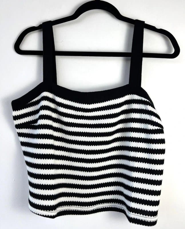 New Look New look  - knit  strap vest - size 18 - black / white