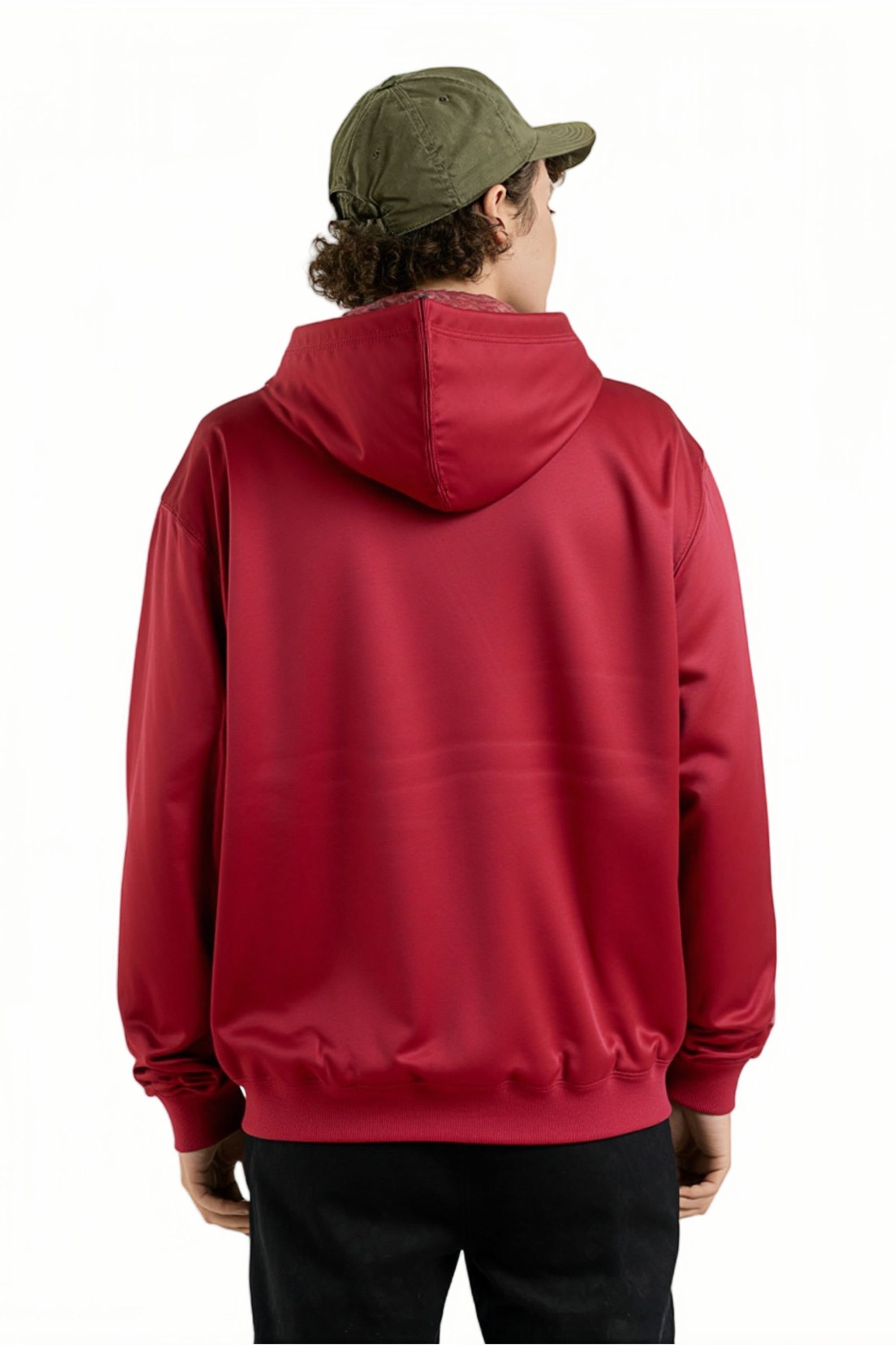 SweetLook SweetLook Men's Plain Full Zip Up Polyester Hoodies for Men Uk in Maroon - 2