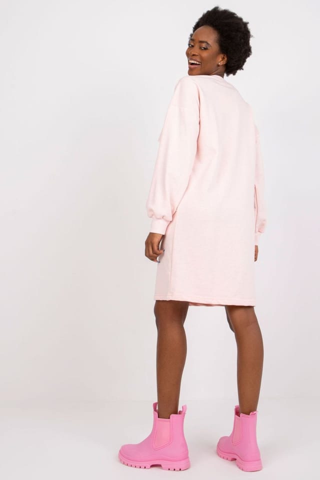 Love Lace Love Lace Women's Long Sleeve Loose Fit Dress With Front Pockets in Pink - 3