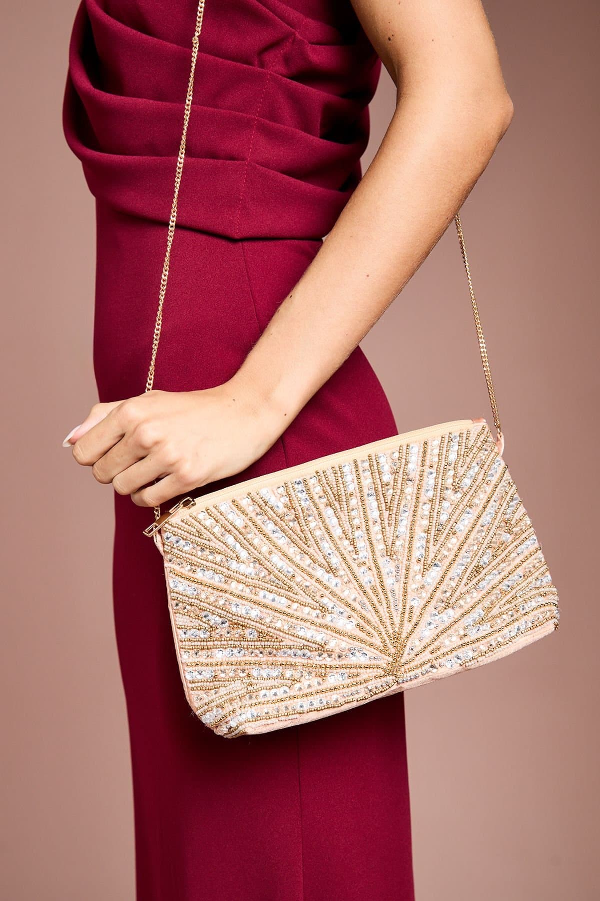 Coast Coast Women's Hannah Diamante Ruched Clutch Bag in Gold