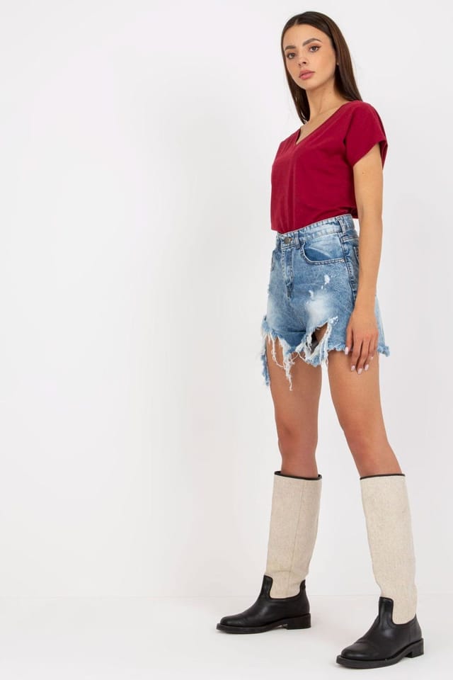 Love Lace Love Lace Women's Everyday Short Sleeve Heart Neck T-Shirt Style 169739 in Burgundy - 3