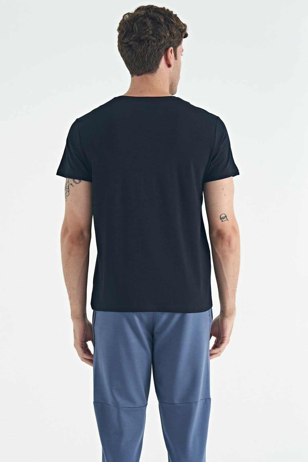 Tommy Life Tommy Life Men's Cotton Elastane Crew Neck T-Shirt in Black - 4